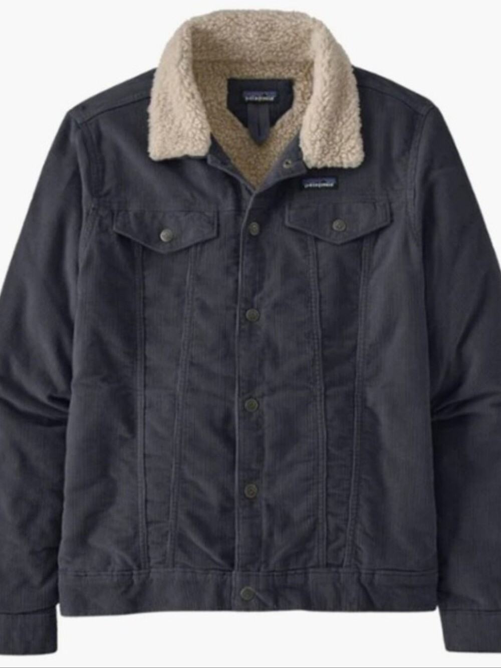 Patagonia  2019 Navy Corduroy Tucker Jacket with Cream Sherpa Collar Medium